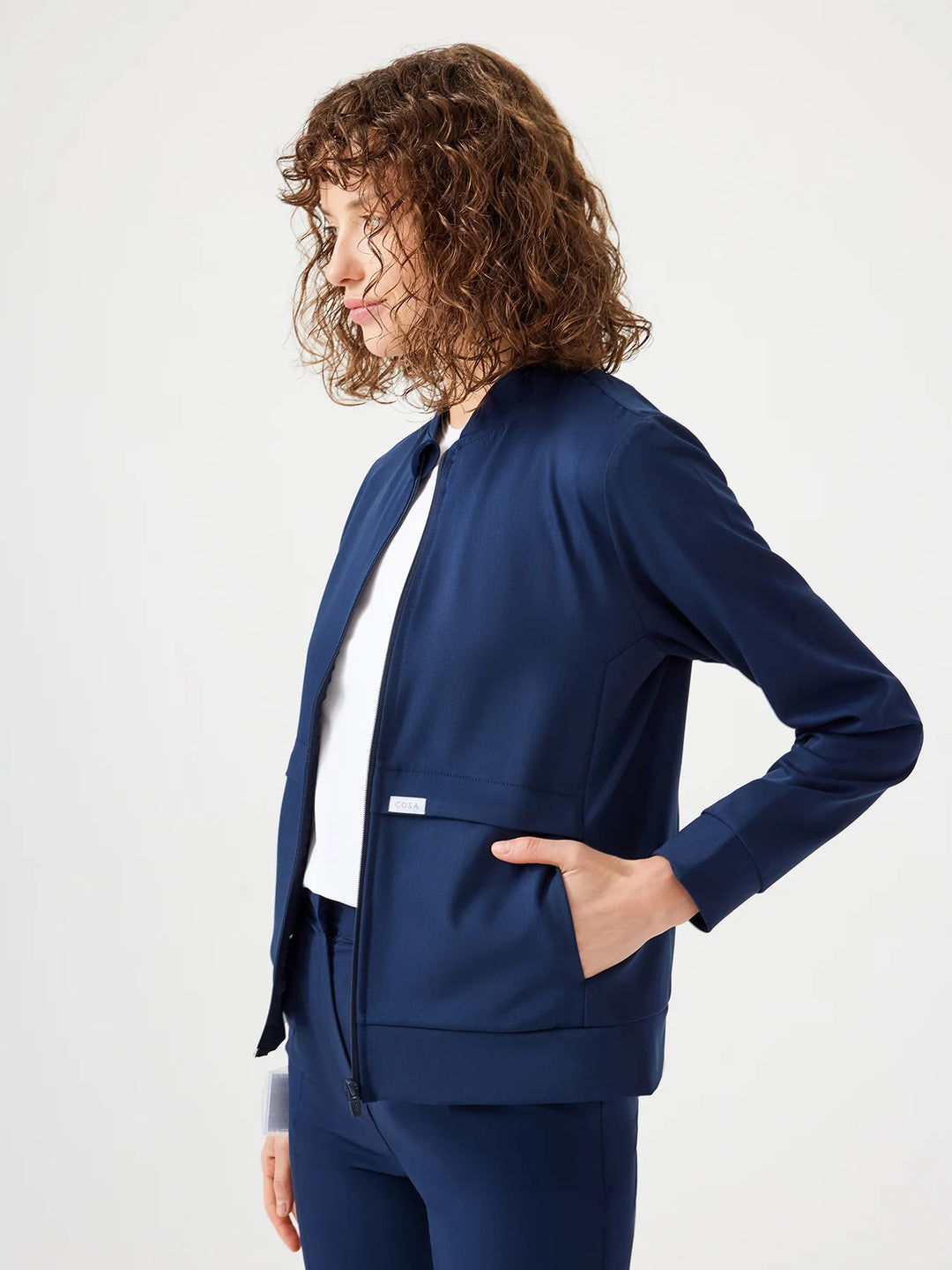 Fit Medical Uniform Bomber Jacket  Дамско - тъмносин цвят
